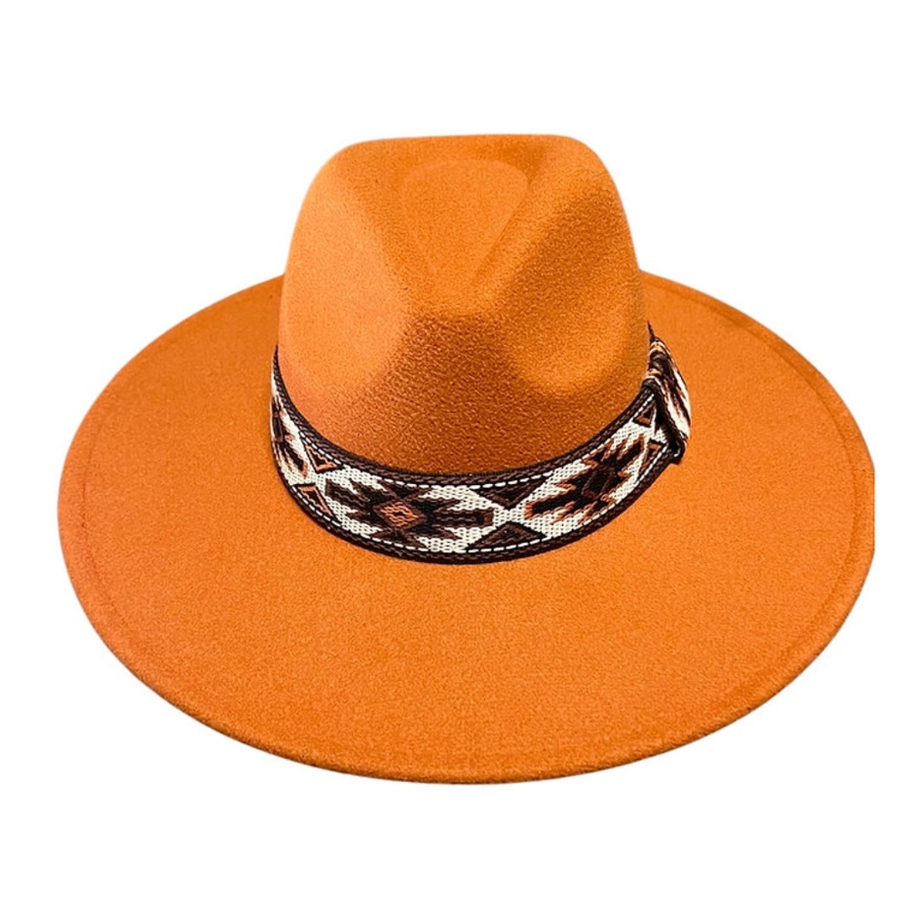 🧡 Rust Orange Wide-Brim Fedora